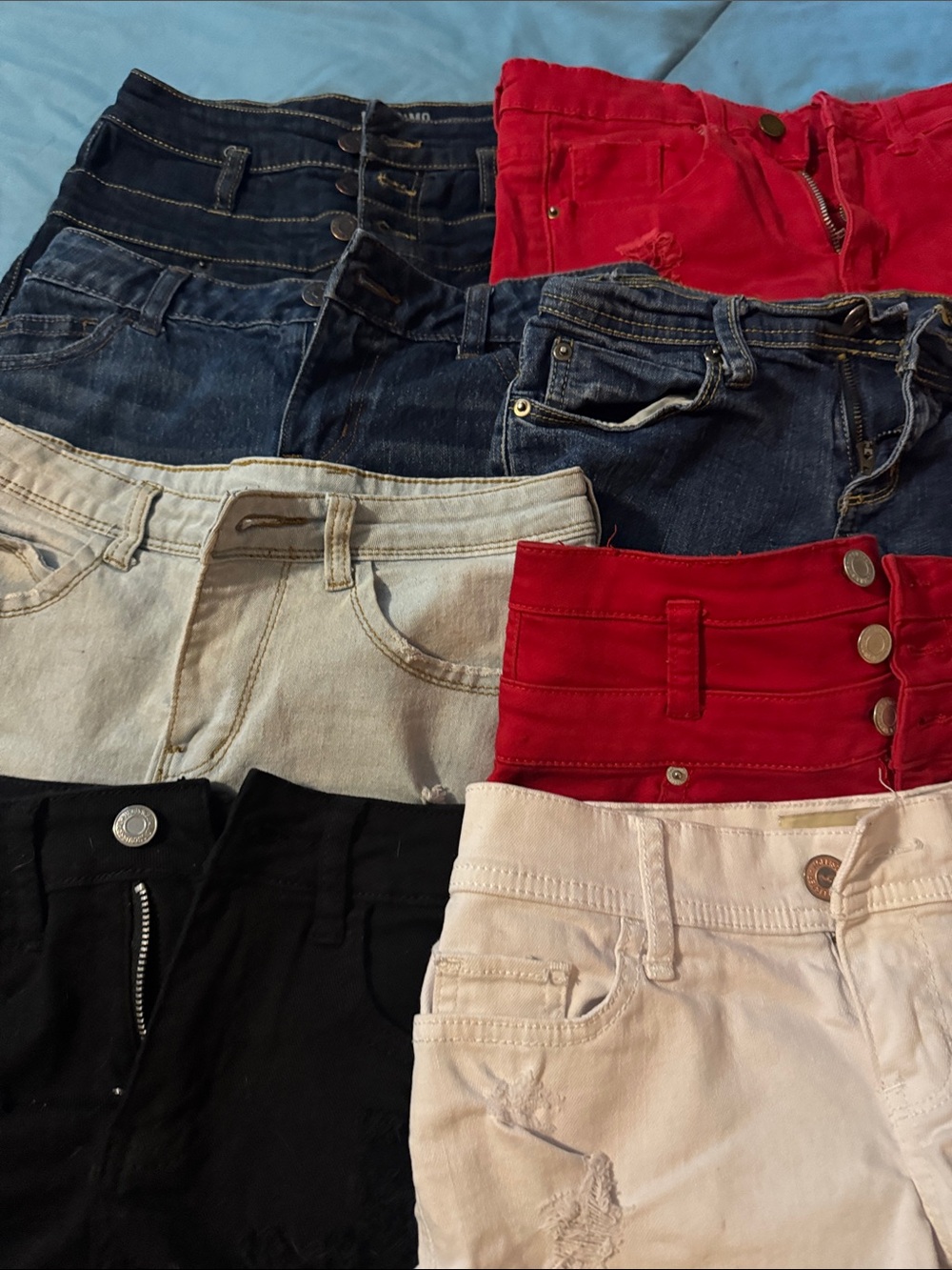 8 Pairs Denim & Cotton Shorts - Multi-Color Pack